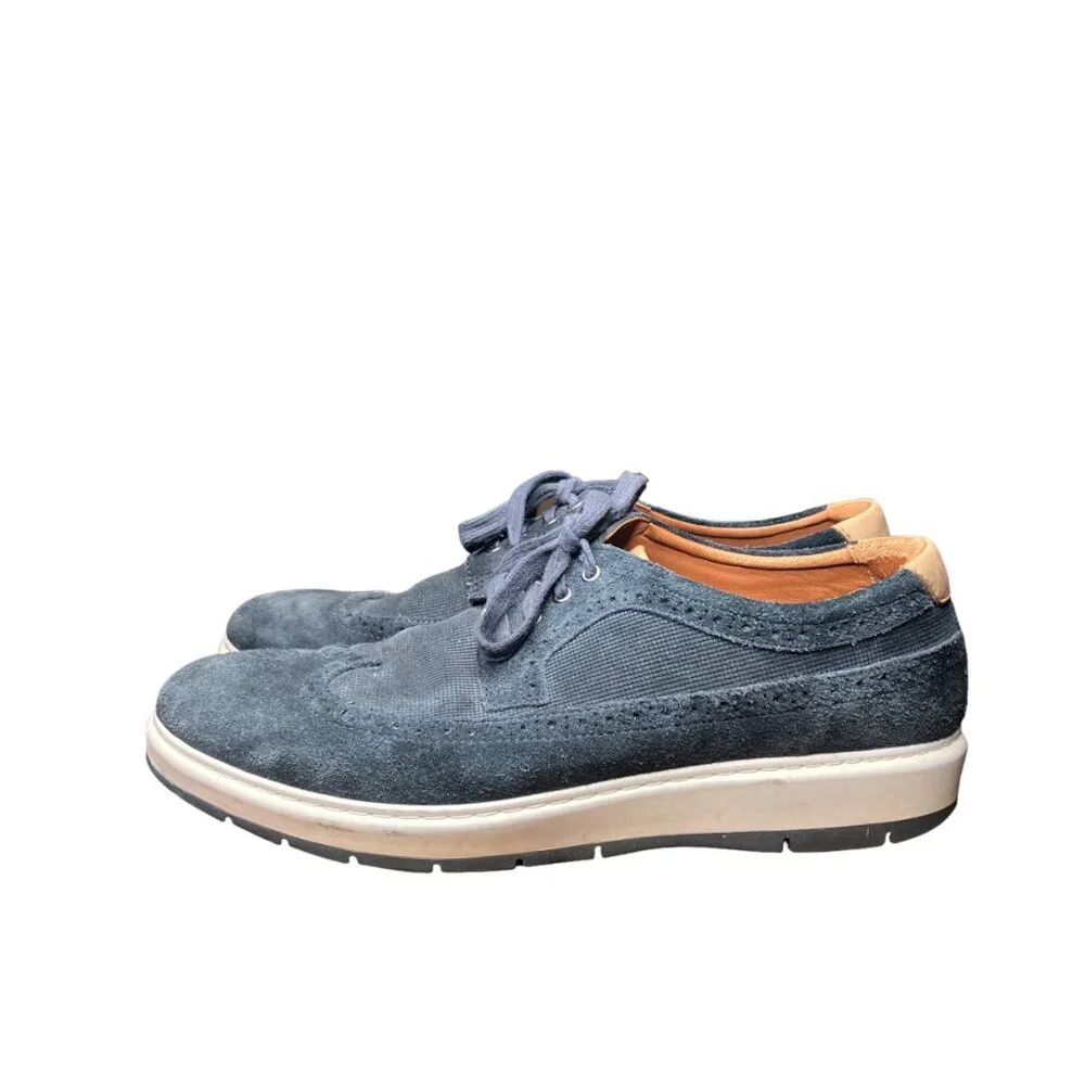 Johnston & Murphy Men's 9.5 M Elliston Wingtip Blue Suede Casual Dress Shoes‎